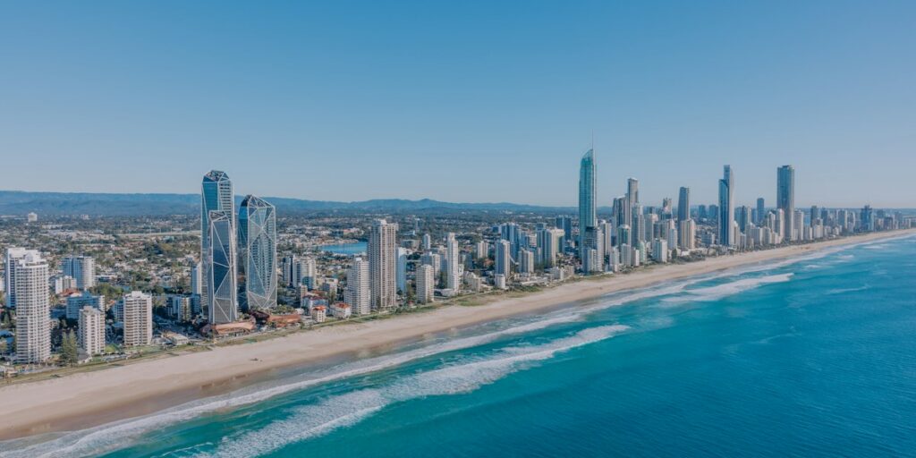 Gold Coast skyline and beach, Surfers Paradise